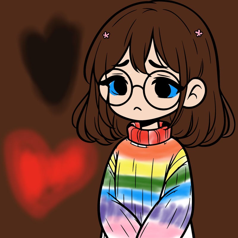 sad girl with glasses in a sweater