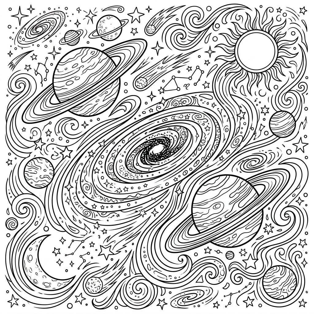 Intricate Cosmic Art Coloring Page - Free Printable — Color Pop