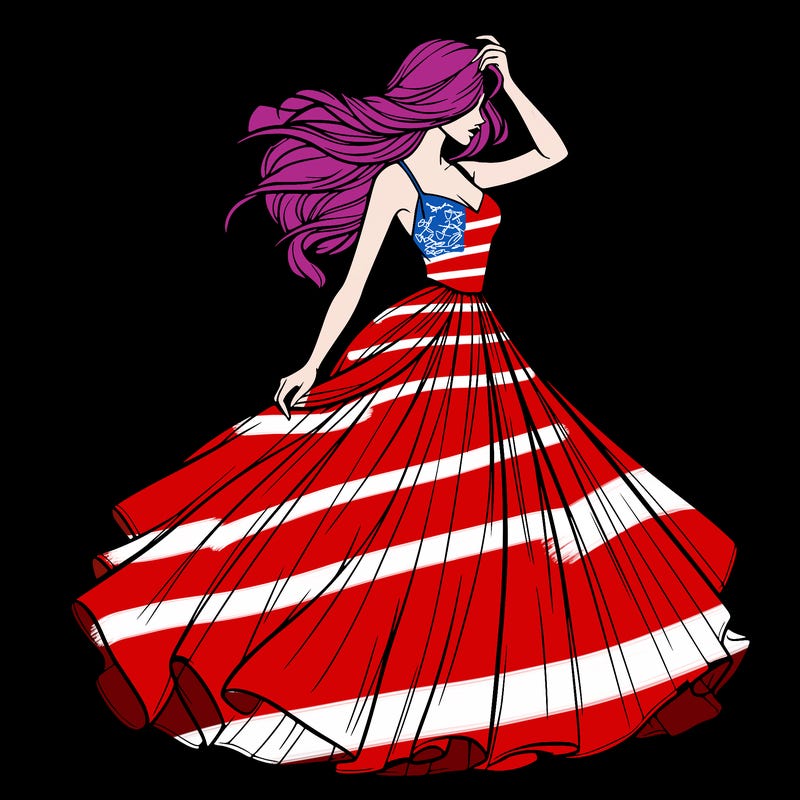 realistic woman with dress flowing in the wind