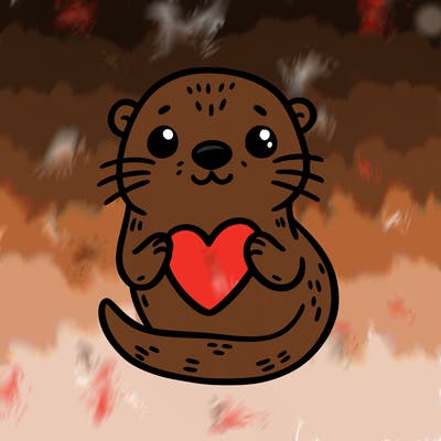 otter with a heart