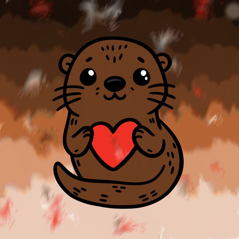 otter with a heart