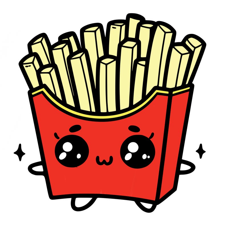 a cute. french fries