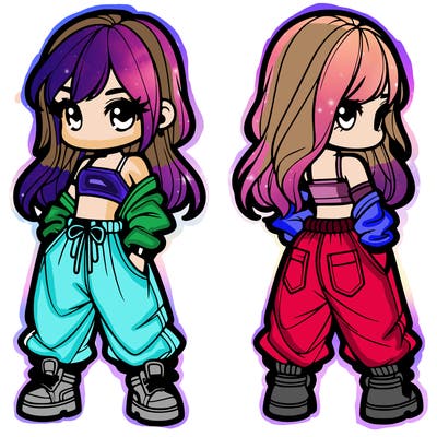 girl in crop top and baggy pants