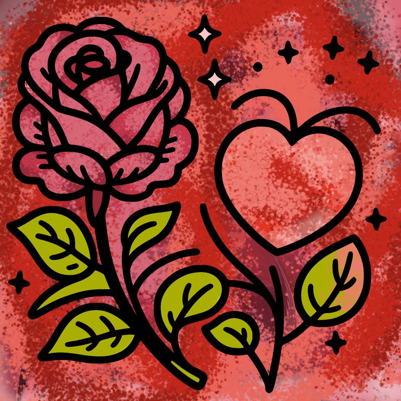 a rose and a heart