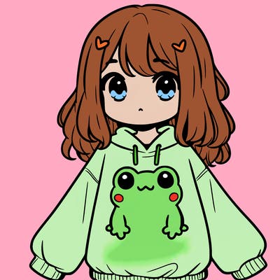 girl wearing frogging sweatshirt