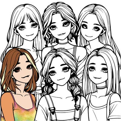a group of girls realistic
