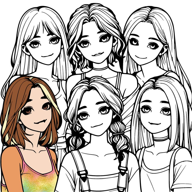 a group of girls realistic
