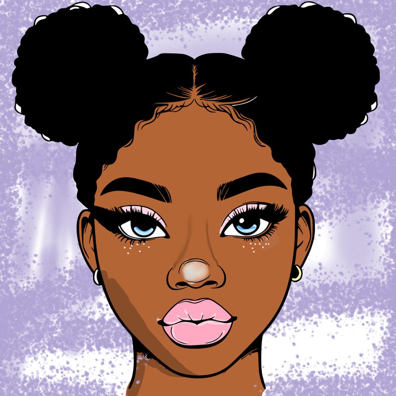 realistic black woman with two buns