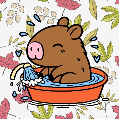 capybara taking a bath