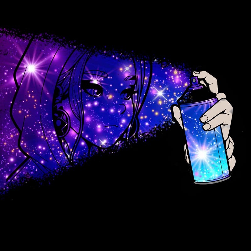 a realistic girl, spray painting