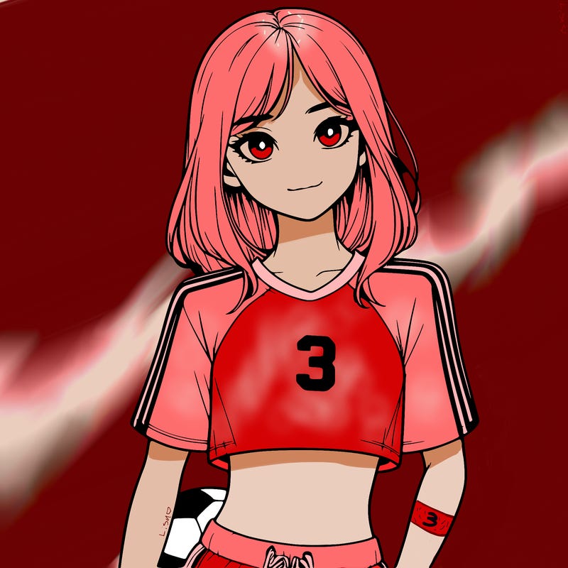 realistic girl wearing soccer jersey
