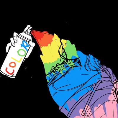 a realistic girl spray, painting