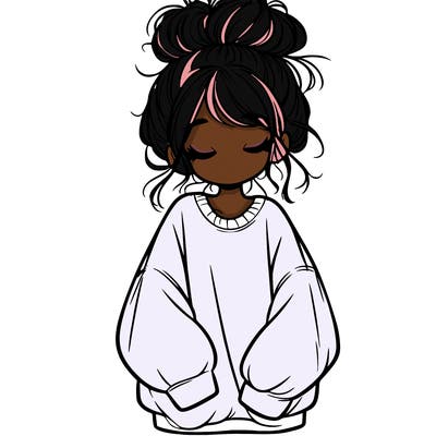 girl with baggy sweatshirt and messy bun