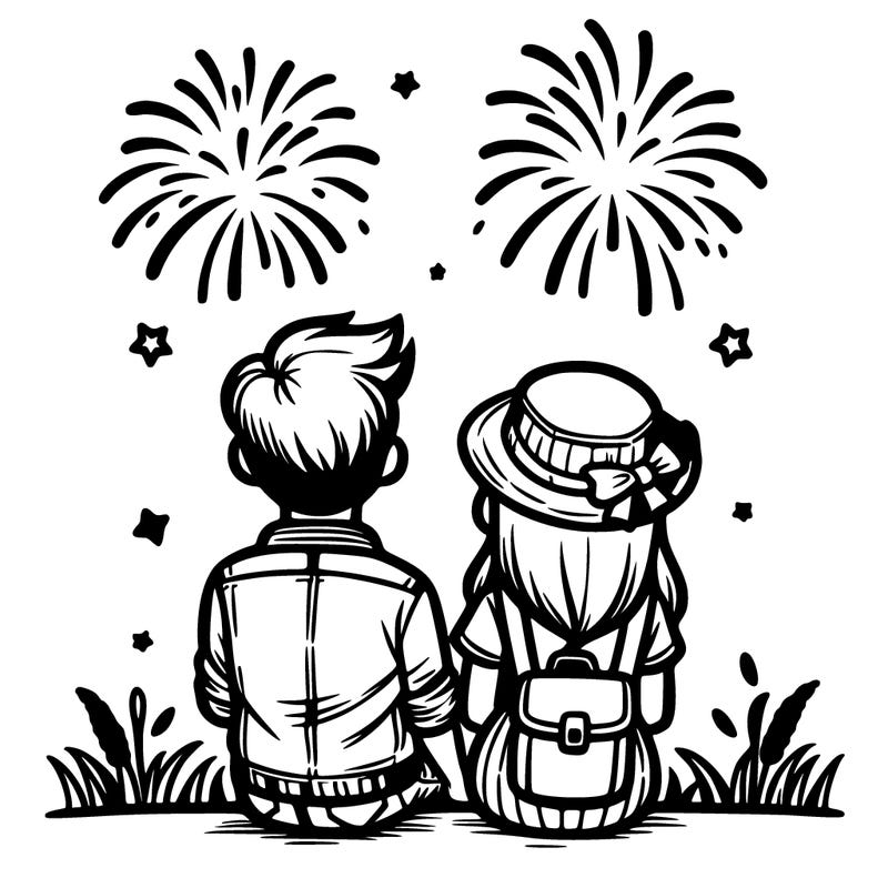 couple watching fireworks
