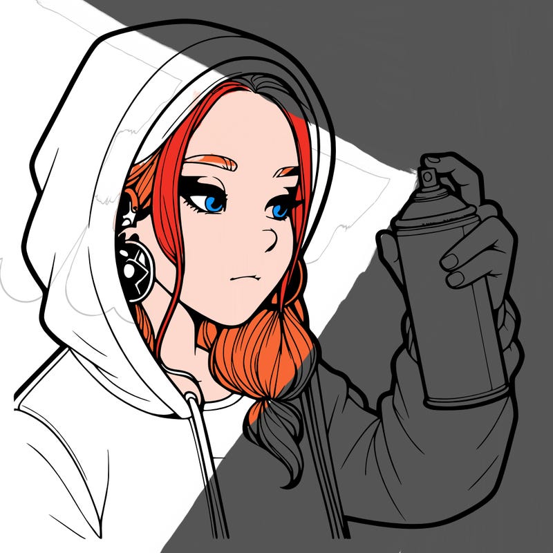 a realistic girl, spray painting