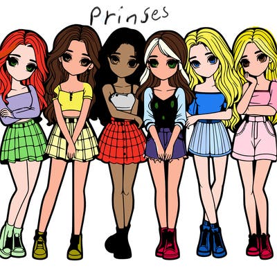 a group of girls realistic