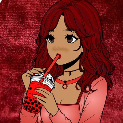realistic girl drinking boba tea