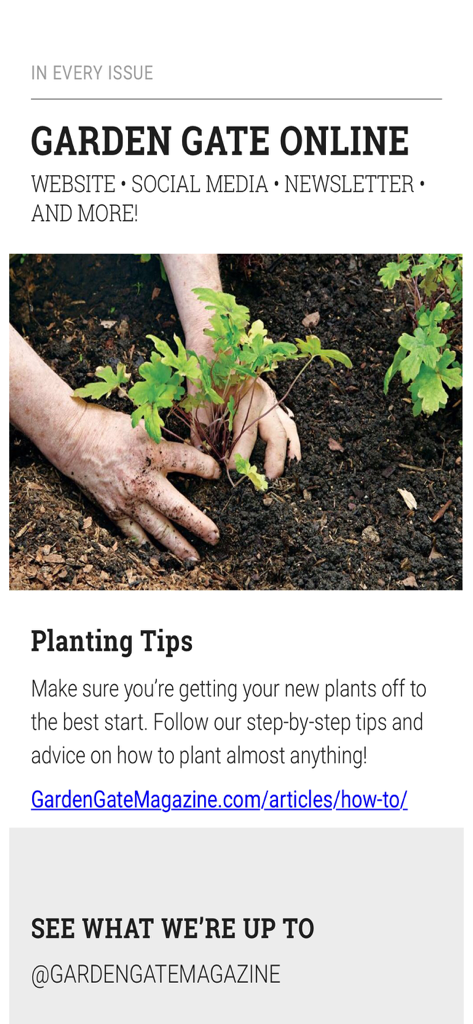 Garden Gate Magazine - A gardening enthusiast planting a young perennial in rich soil with step by step planting tips from Garden Gate Magazine
