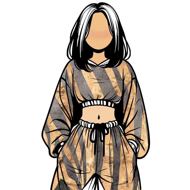 realistic girl faceless with baggy pants and a crop top