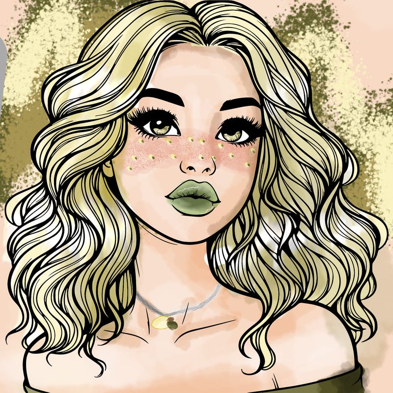 realistic girl with wavy hair and lips