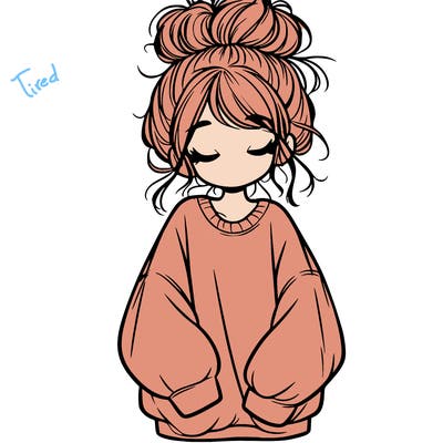 girl with baggy sweatshirt and messy bun