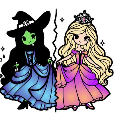 witch and princess split