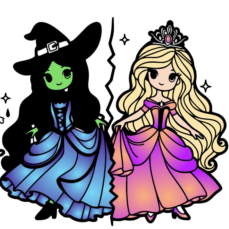 witch and princess split