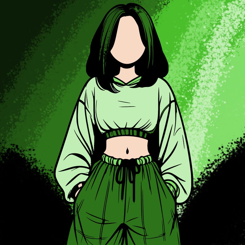 realistic girl faceless with baggy pants and a crop top