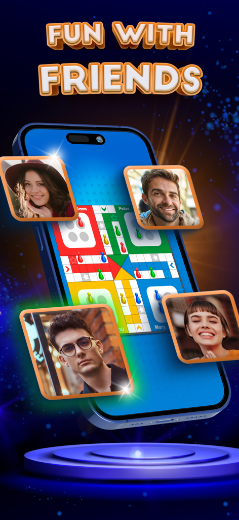 Ludo Club board game app showing social multiplayer mode with friends