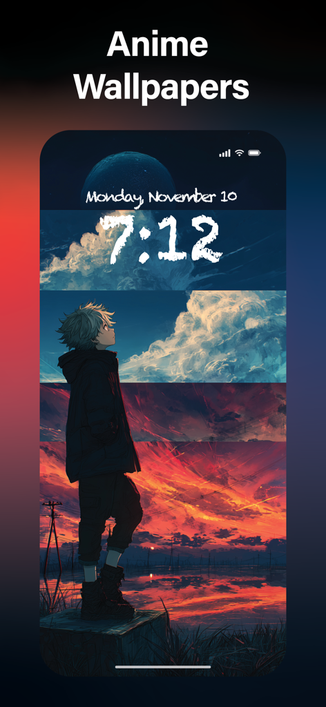 Cool Wallpapers 4K - Aesthetic anime wallpaper on an iPhone lock screen from the Cool Wallpapers 4K app