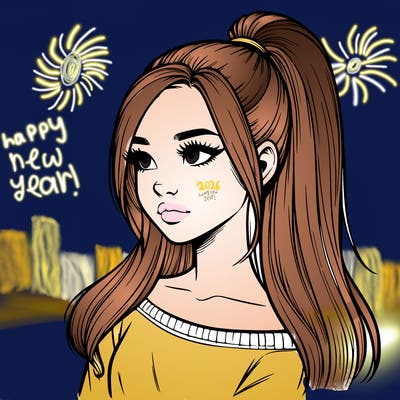 realistic girl with a high ponytail