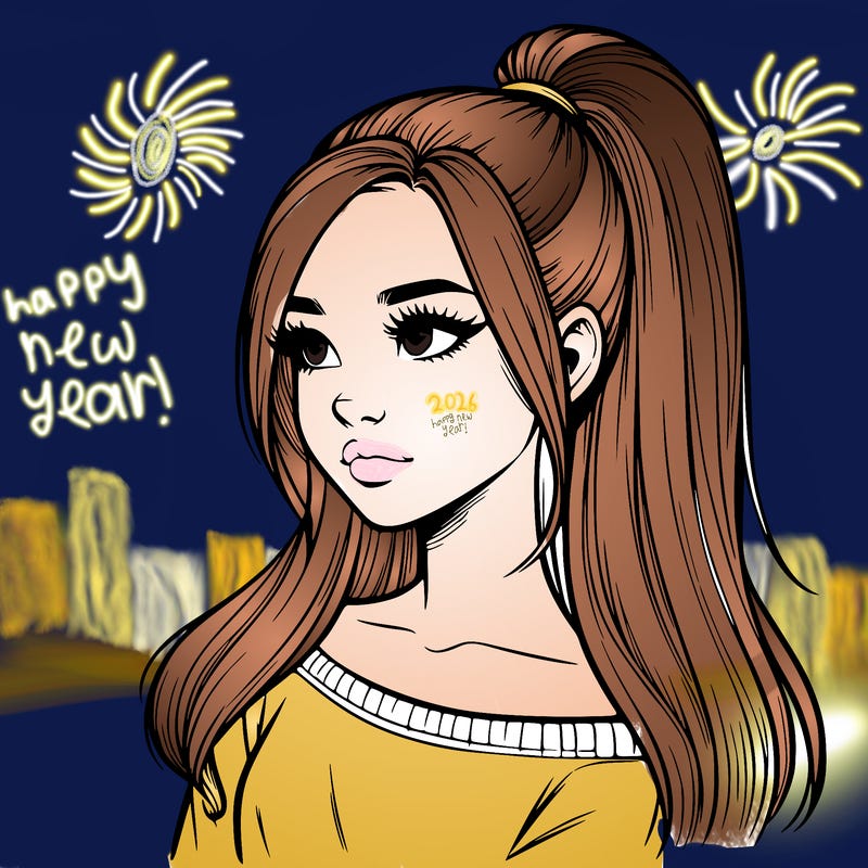 realistic girl with a high ponytail