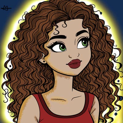 realistic girl with curly hair