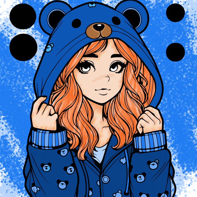 realistic girl in a animal pjs hoodie