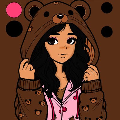 realistic girl in a animal pjs hoodie