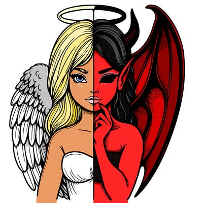 realistic angel half demon