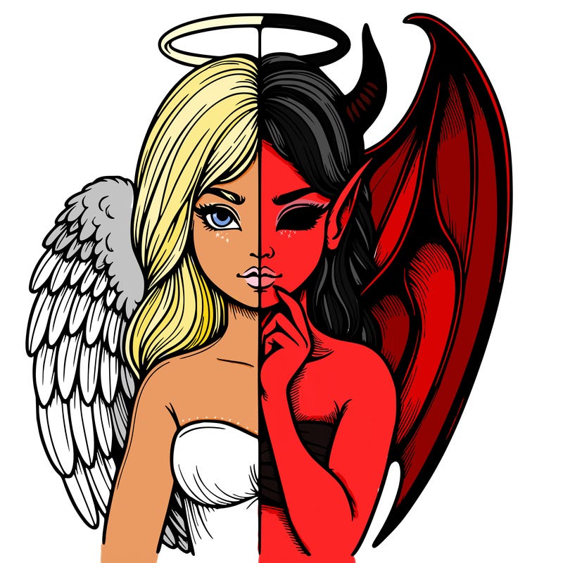 realistic angel half demon