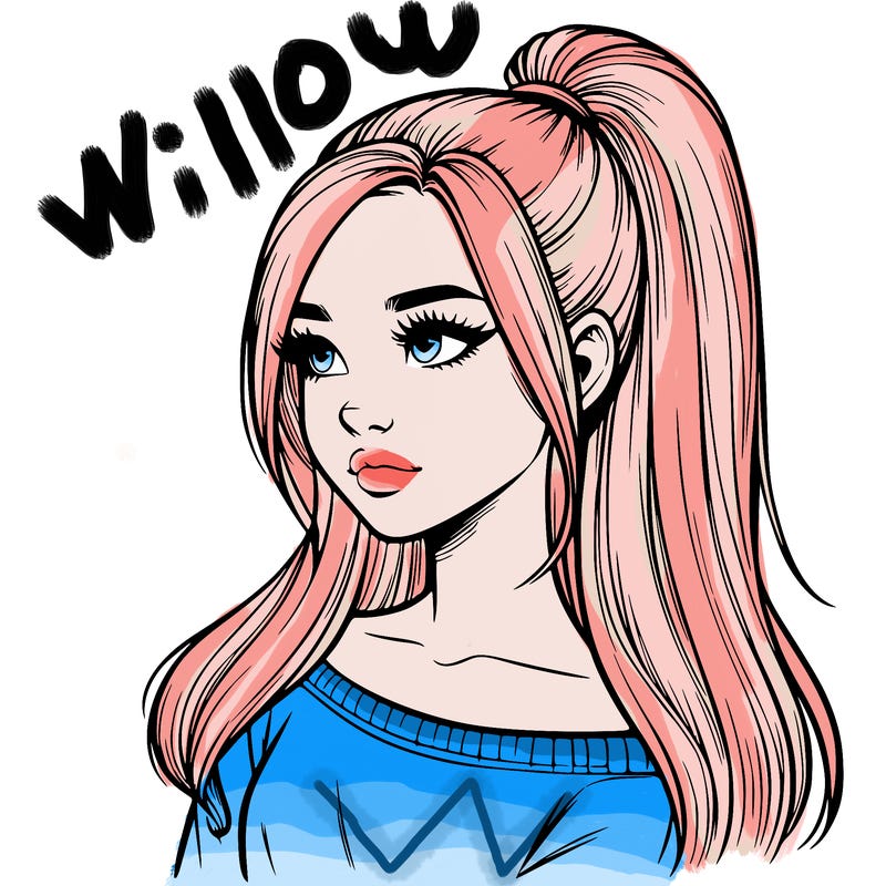 realistic girl with a high ponytail