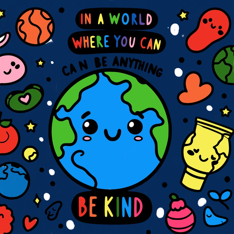 in a world where you can be anything, be kind.