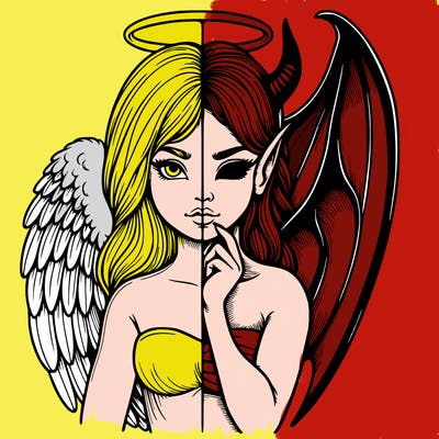 realistic angel half demon