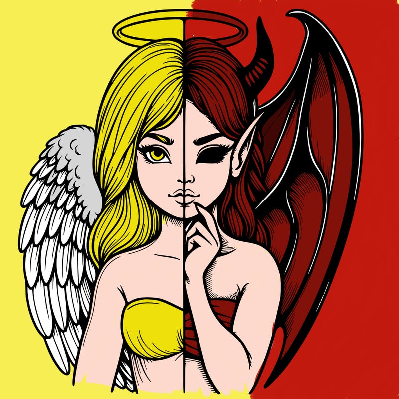 realistic angel half demon