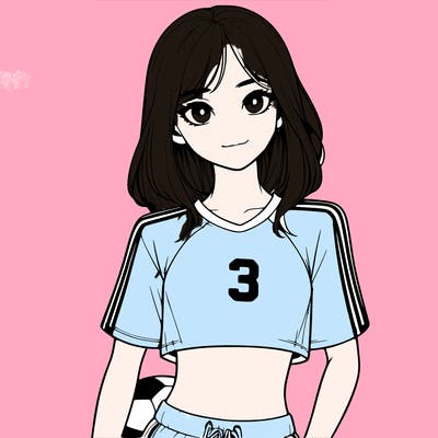 realistic girl wearing soccer jersey