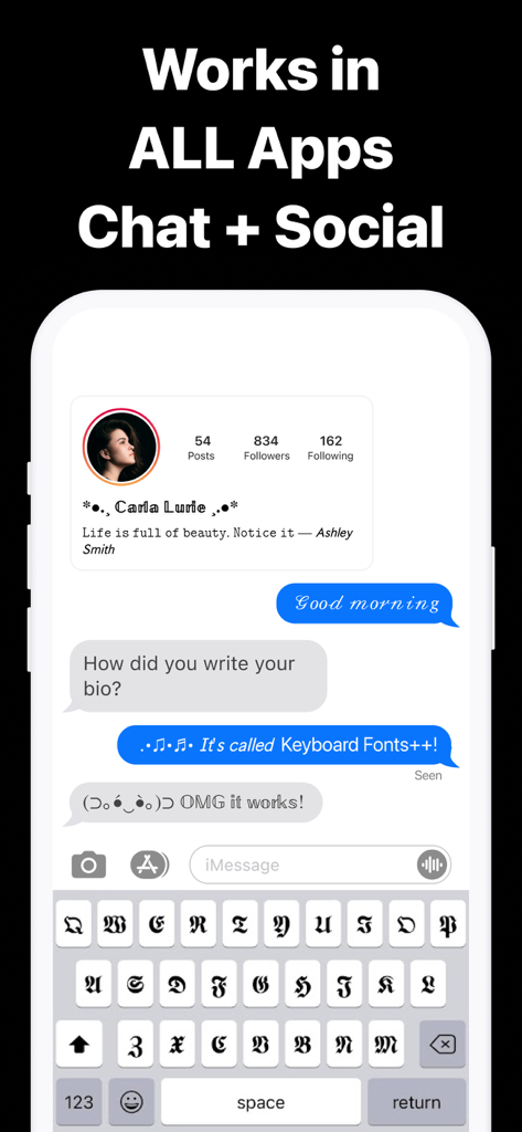 Keyboard Fonts++ | Kibik - Aesthetic keyboard fonts used in social media profiles and chat messages