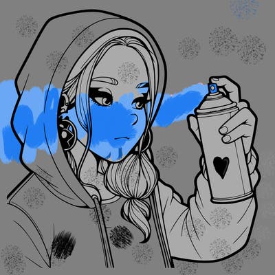 a realistic girl, spray painting