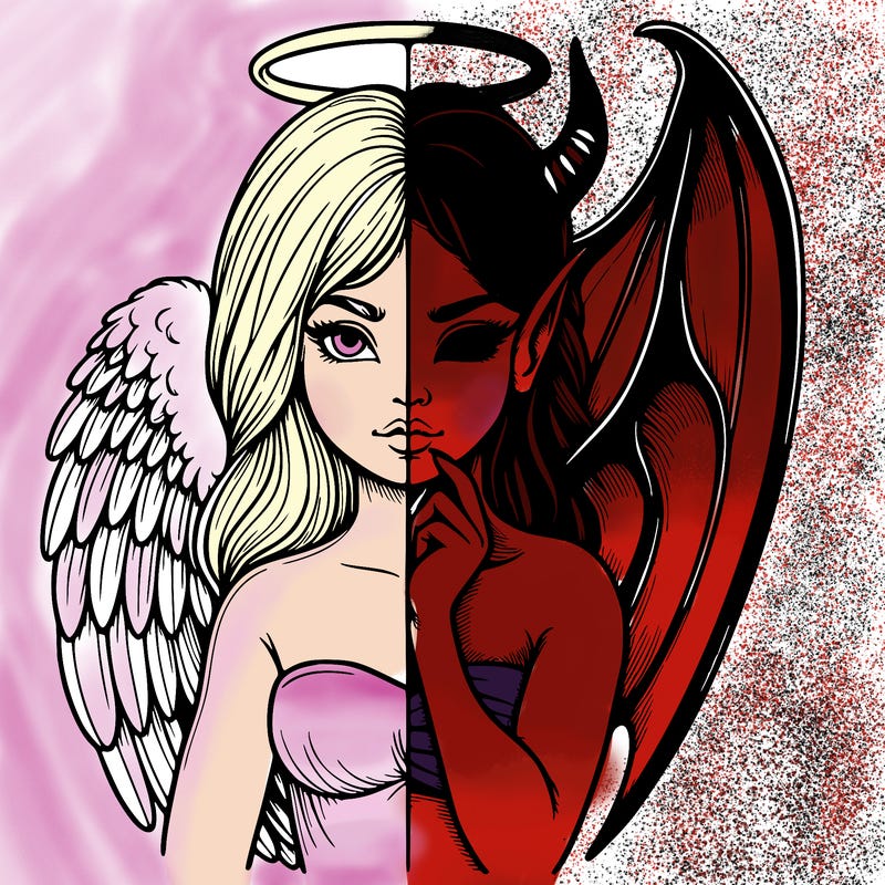 realistic angel half demon