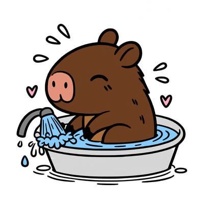 capybara taking a bath