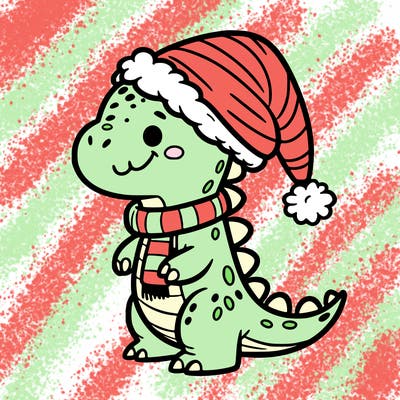 play dinosaur when a christmas hat