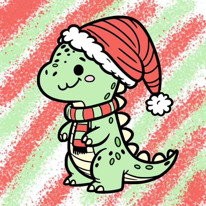 play dinosaur when a christmas hat