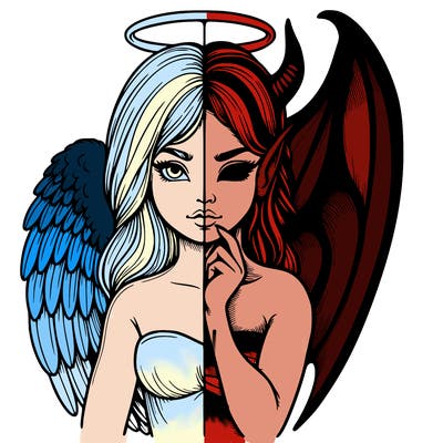 realistic angel half demon