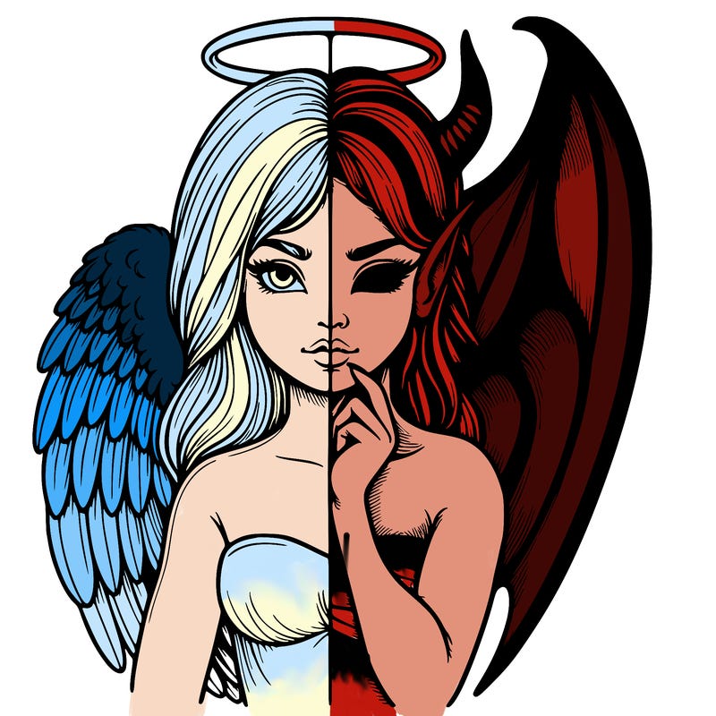 realistic angel half demon